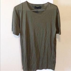 ZARA Low Cut Deluxe Long Length Green T-shirt